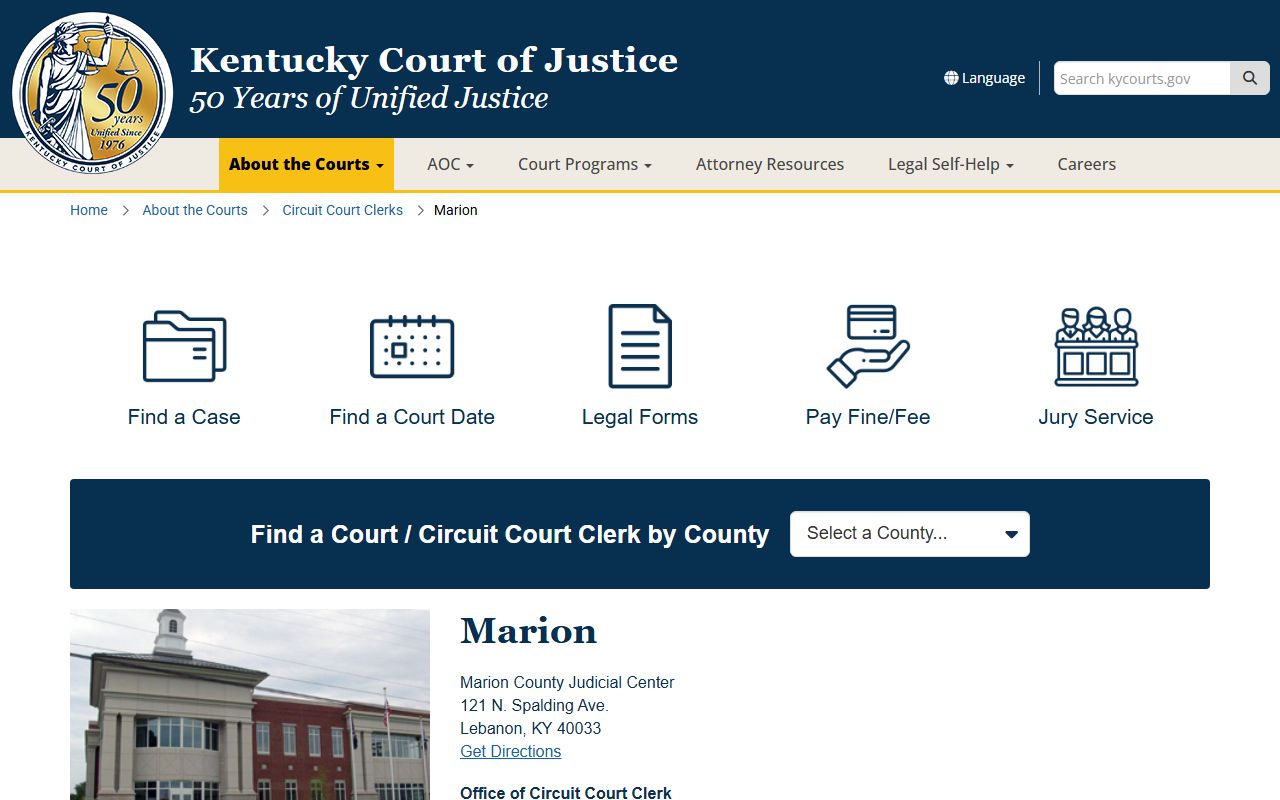 Marion County court records after arrest court clerk page