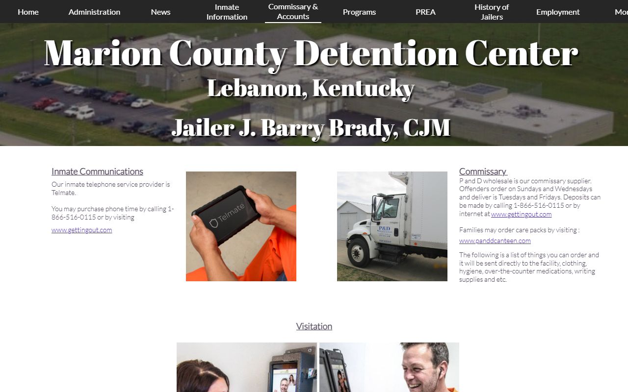 Marion County Detention Center inmate visitation and communications account information