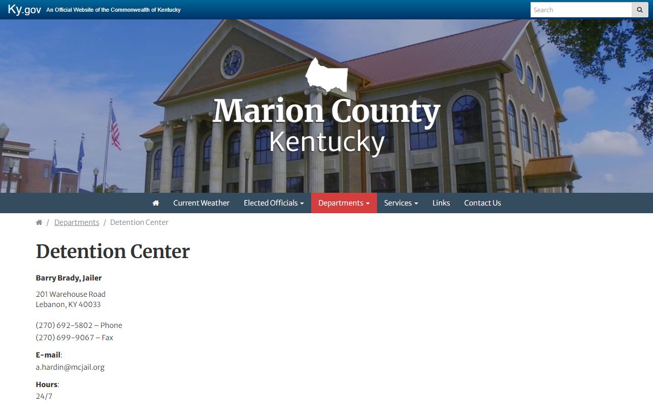 Marion County Detention Center official county jail information page