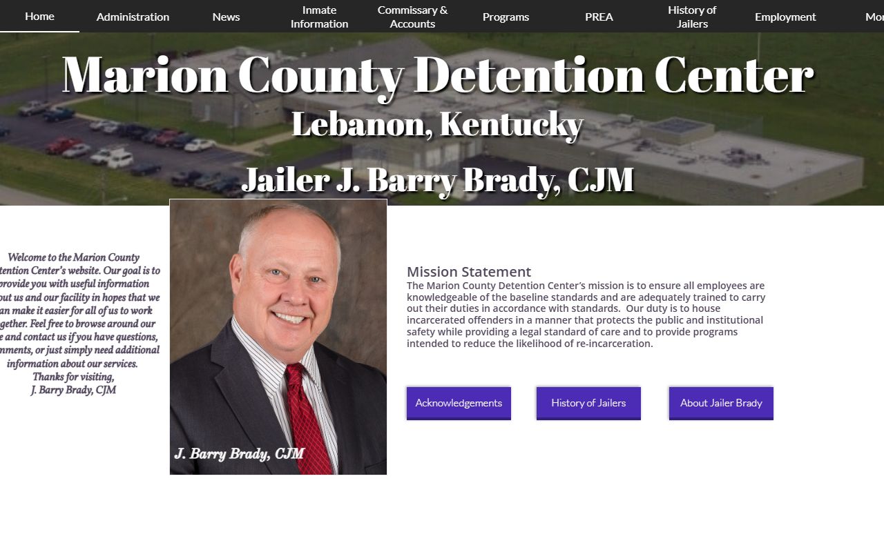 Marion County JRC detention center website and jail custody information